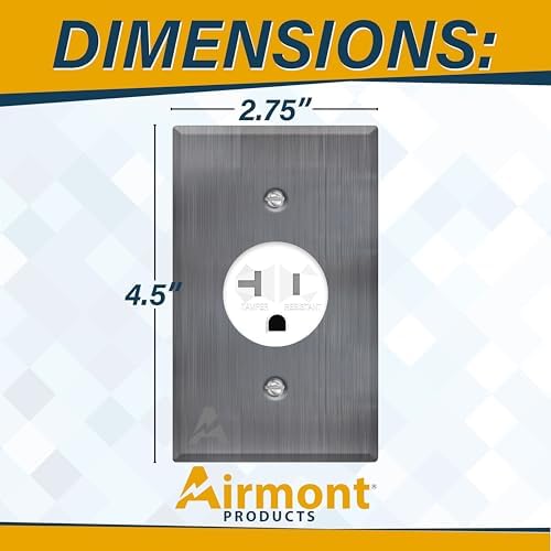 Single Receptacle Outlet Kit, 20 Amp Commercial Grade Electrical Outlet for Appliances, with Standard Size Stainless Steel Wall Plate, UL Listed, Convenient Single Receptacle Bundle by Airmont Products - Used condition - Image 2