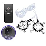 BDSMYEE Elektroschock Nippelklemmen Brustwarzen,Estim für Frau mit 19 Modi,BDSMs Spielzeug hart,SM Sexspielzeug extreme Paare,BDSMs Spielzeug extrem für Frauen (Silber)