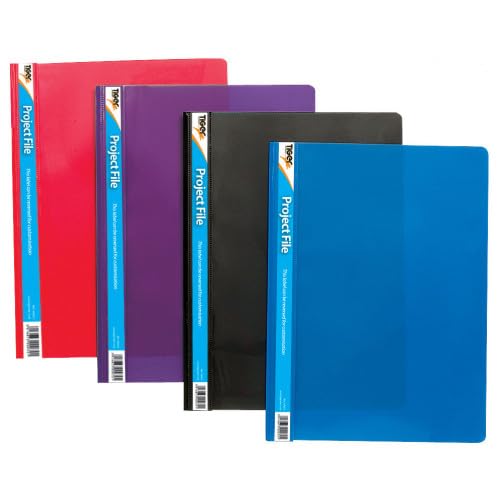 A4 Project Files Assorted- Pack of 5, 10, 25 with 2 Prong Filing Clips Spine Label Cover Assorted Colors Folders for Punched Paper, Organize Your Documents with Durable and Eco-Friendly (Pack of 25)