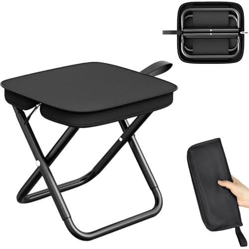 折りたたみ椅子 軽量 持ち運び REBEAUQ アウトドアチェア【310g超軽量・収納一体型】折り畳み椅子 コンパクト 収納簡単 運動会 万博 お釣り バーベキュー ハイキング 登山 屋外用/屋内 コンパクトイス 試合観戦 (ブラック)