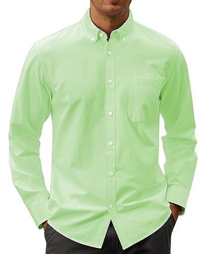 Image of J.VER Men's Oxford Shirt Solid Casual Button Down Collar Shirts Long Sleeve Dress Shirts with Pocket