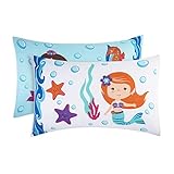 Everyday Kids 2-Pack Standard Size Pillowcases fit Pillows 20 x 26” -100% Soft Breathable Microfiber - Perfect for Toddler Little Girl Twin/Full Size Bed - Mermaid