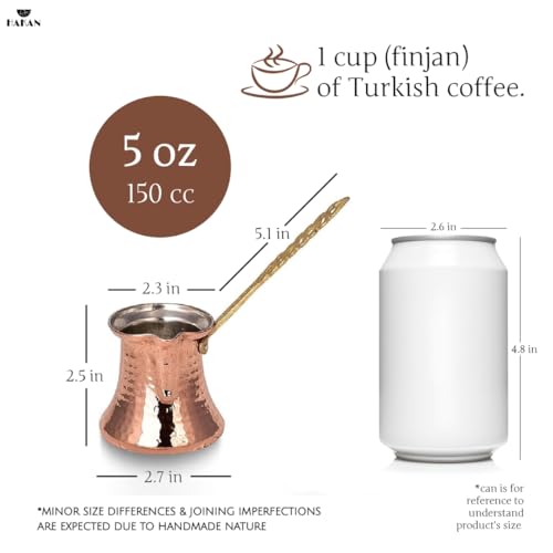 Hakan 5 Oz Handcrafted Copper Turkish Coffee Pot