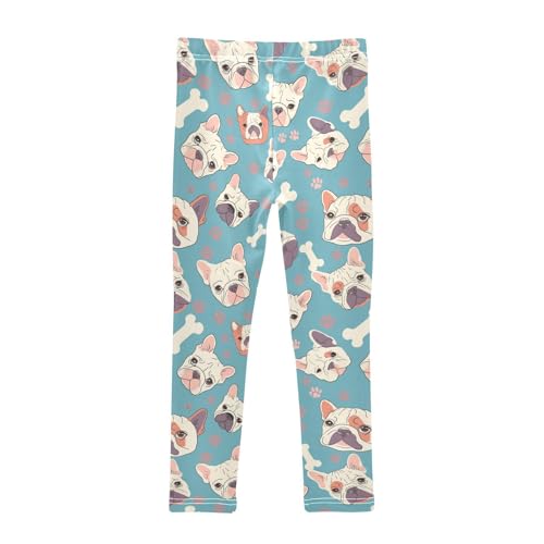 Wusikd French Bulldog Girls' Leggings Toddler Doodles Kids Yoga Pants Dance Active Tights 4T2