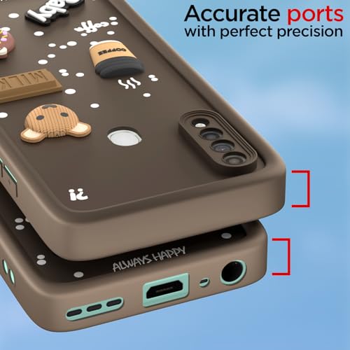 Image of Pikkme Back Cover for Oppo A31 | Cute Fun Cartoon 3D Bear Silicone Full Body Protection Bumper Case (Brown)