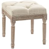 HOMCOM Taburete Pie de Cama Asiento Acolchado 120 kg 40x40x43 cm Beige