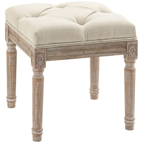 HOMCOM Taburete Pie de Cama Asiento Acolchado 120 kg 40x40x43 cm Beige