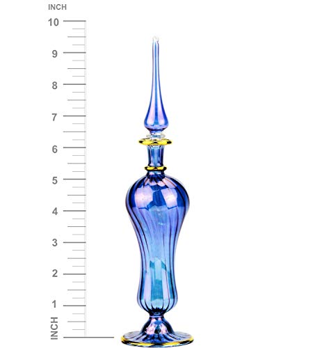 NileCart 9 in. Egyptian Perfume Bottle large size blue handmade in Egypt For your perfume, essential oils, Egyptian decoration or party table centerpiece - image 3