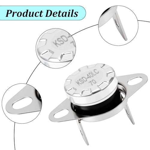 Image of KSD-40LC 70 Normally Closed Thermostat Thermal Fuse Switch, Compatible with GE Microwave