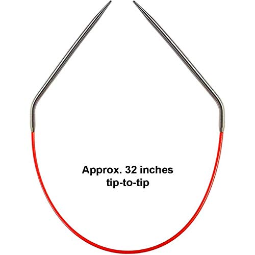 Image of ChiaoGoo Knit Red 32 inch (81cm) Circular Knitting Needles US Size 7 (4.5mm) Stainless Steel 6032-7 with Stitch Holder
