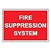 ComplianceSigns.com Fire Suppression System Label Decal, 5x3.5 in. 4-Pack Vinyl for Fire Safety/Equipment
