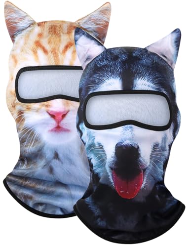 Image of 3D Cat Ski Balaclava Sheisty Face Mask with Ears Cute Animal Ski Mask for Music Festivals Raves Party Outdoor Activities