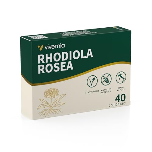 VIVEMIA Rhodiola Rosea 400 mg Forte – Integratore Alimentare per Energia, Stanchezza, Concentrazione e Tono dell’Umore – 40 Compresse – Made in Italy