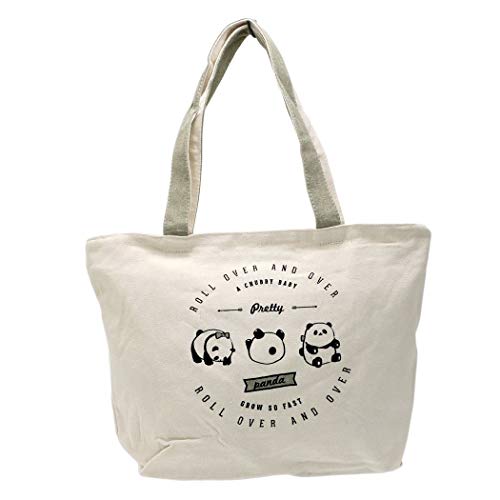 ころパンダ天ファスナー付横型帆布トートアニマル