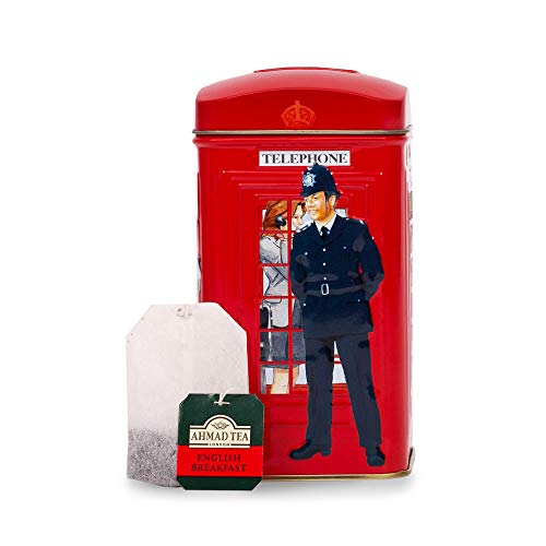 Ahmad Tea London Telephone Box Caddy Gift Tin, 20 Teabag, English Breakfast #TOP7