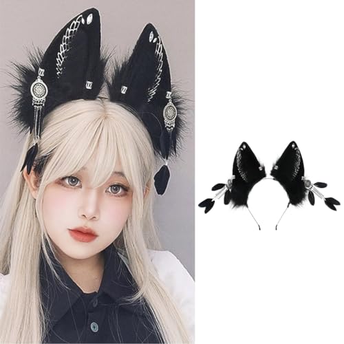 Diademas de orejas de lobo con pendientes colgantes para un look de fiesta navideña 4