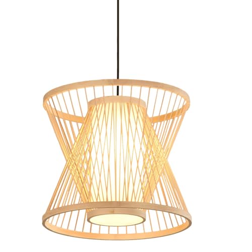 Lustre en bambou E27 abat-jour fait main style rétro japonais