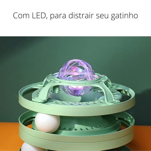 Brinquedo torre divertida para gatos com bolinhas e Led (amarelo)