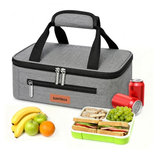 SUNTRIVA Bolsa Termica Porta Alimentos 4L Impermeable Nevera Portatil Gris