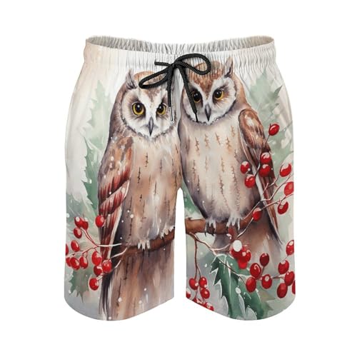 Mens Shorts Two Owls on The Tree Men Swim Trunks Quick-Dry Beach Shorts with Drawstring Pocket Bathing Suit4