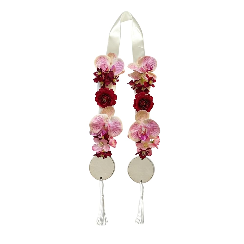 MiOYOOW Artificial Flower Garland, Decorative Hanging Floral Vine with Embellished Ornaments for Wedding Ceremony Party Backdrop