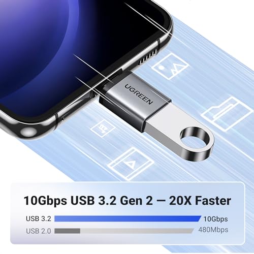 UGREEN USB C to USB Adapter 10Gbps, 2 Pack Type A Female to Type C Male Adaptor Aluminum OTG Cable Compatible with iPhone 17/16 Pro Max MacBook Air iPad Galaxy S24, Thunderbolt 4/3 Devices Dark Gray - Image 3