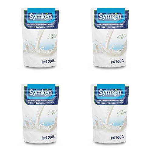 Symkën | Soya Natural 1,080g - Paquete de 4 piezas | Bebida en polvo | 100% vegetal | Rinde 12 litros | Alta en proteínas | Sin gluten, lactosa ni colesterol