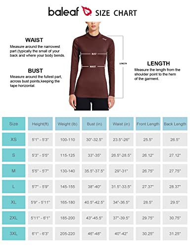Baleaf Women's Fleece Thermal Mock Neck Long Sleeve Running Shirt Workout Tops Maroon Size M #TOP5