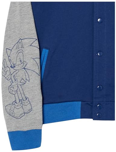 SEGA Boys' Sonic The Hedgehog French Terry Button Up Varsity Bomber Jacket Toddler to Big Kid3