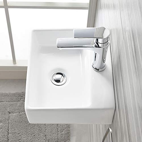 Évier de salle de bain à montage mural rectangulaire blanc 34 x 29 cm - 7