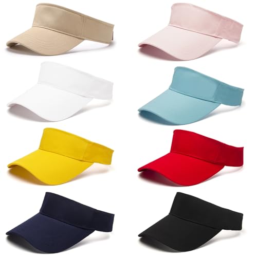 Image of 8 Packs Unisex Sports Visor Adjustable Cap - Baseball Tennis Golf Sun Hat for Men Women Multicolor