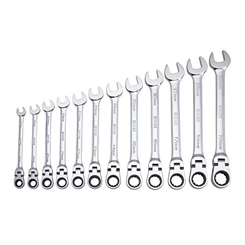 Tinvhy 12-Piece Flex-Head Ratcheting Wrench Set 8-19Mm Metric Flexible Head Ratcheting Wrench Combination Spanner Tool Ratchet Wrenches Set - Automotive Tools #TOP3