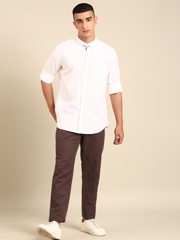 Image of Cavallo by Linen Club Men's Blended Linen Checked Contemporary Fit Full Sleeve Casual Shirt