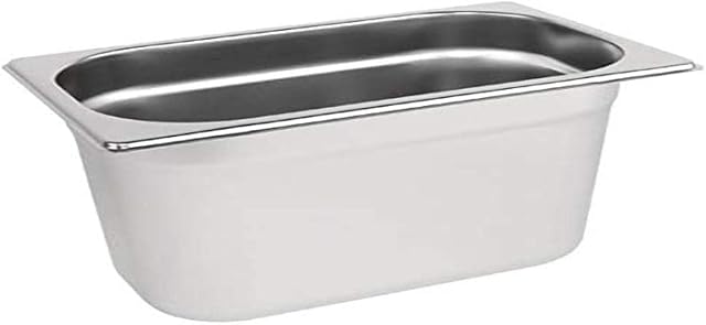 Vogue K820 Stainless Steel 1/4 Gastronorm Pan 4Ltr/150mm Deep Food Container, Silver