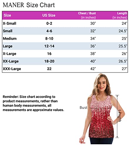 Maner Women's Sequin Tops Sleeveless Glitter Gradient Tank Club Party Vest Xs-3Xl (Bright Pink/Rose Red/Red, Xs) #TOP2