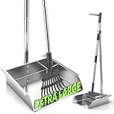 XDMURYM Pooper Scooper for Large Dogs,Dog Pooper Scooper Heavy Duty Long Handle Metal Tray Rake Shovel Set,Extremely Durable Metal Stainless Steel Dustpan for No Bending Clean Up Yard Grass.