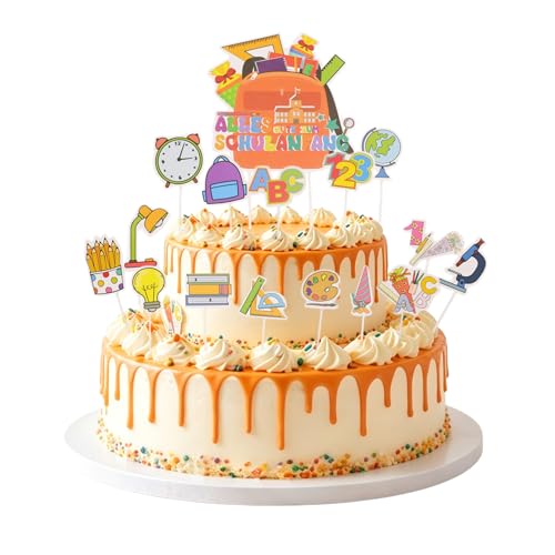 Tortendeko Einschulung 2026 16 Stück Kuchendeko Schulanfang Set Mit Schulkind Motiven Vielseitige Dekoration Für Mädchen & Jungen Zur Einschulungsfeier Und Schulanfang Schulkind Topper