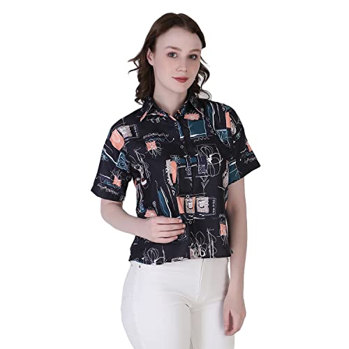 Image of GRECIILOOKS Shirt for Women`s | Womens Printed Half Sleeve Shirt | Casual Loose fit Tops | Comfortable Rich Korean Style Crop top for Women