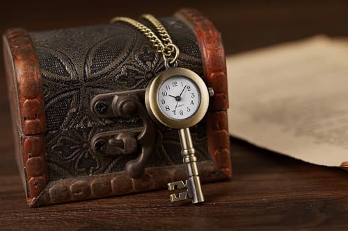Image of AUGEN Premium Pocket Watch Metal Keychain Key Retro Vintage for Gifting With Key Ring Anti-Rust (Pack Of 1)
