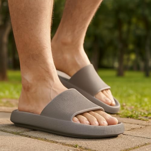CUSHIONAIRE Feather EVA Mens Sandals – Slip On Recovery Slides, Lightweight Water Shoes for Men3