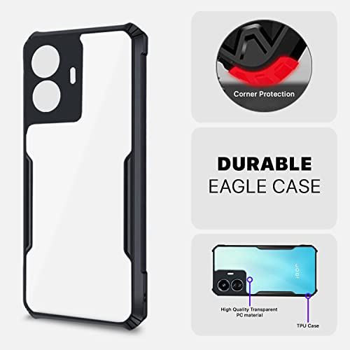 Image of Outlouders Back Cover for iQOO Z6 Lite 5G | Ultra Hybrid Transparent | Full Camera Protection | Raised Edge | Crystal Clear Bumper Case(Black)