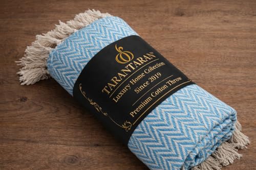 Image of Tarantaran All Season Cotton Weaved Throw Blanket for Bed /Sofa 50x70 INCHES (Teal)