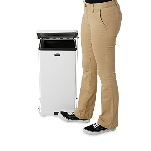 Rubbermaid Commercial Products Defenders Step-On Trash Can With Plastic Liner, 12-Gallon, White, Good With Infectious Waste In Doctors Office/Hospital/Medical/Healthcare Facilities #TOP4
