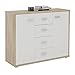 IDIMEX Buffet Elodie, Commode Meuble de Rangement avec 4 tiroirs et 2 Portes, en mélaminé décor chêne Sonoma et Blanc Mat