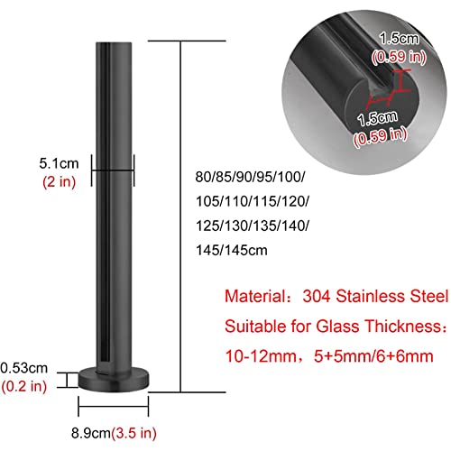 Balaustrada de metal negra con base cuadrada para cristal 3
