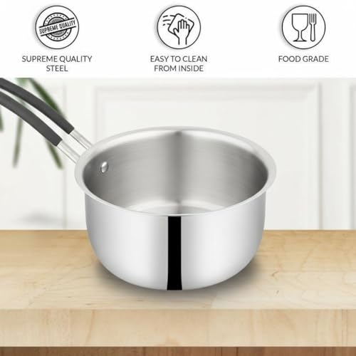 Onions India Gold Triply Stainless Steel Sauce Pan | 1 Litre Induction & Gas Compatible Pan with Heat-Resistant Handle | Mirror Finish (Small - 1... - Image 6