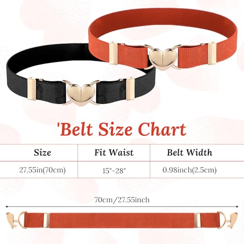 DIVINA VITAE 2 Stück Gürtel Kinder Mädchen Herzform Kindergürtel Elastische Kinder Gürtel für Kleider Jeans Hose Uniform (Schwarz, Braun)