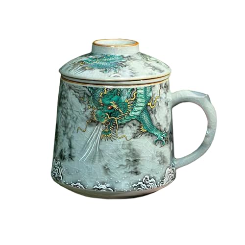 Tea Cup with Infuser and Lid,400ml,Chinese dragon pattern,Suitable for gifts