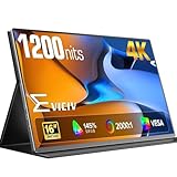 EVICIV 4K Portable Monitor, 16" IPS External Screen for Travel, UHD Portable Screen w/Smart Cover & Speakers, USB-C Mini HDMI External Screen, Compatible with PS3/4/5/Xbox/Switch/Laptop/PC/Phone