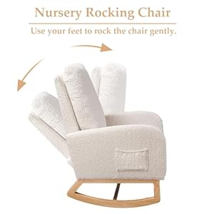 Nurseryrockingchairwithfootrestupholsteredgliderchairwithtwosidepocketshighbacknursingchairrockeraccentarmchairforbedroomlivingroomivory Urban Country Home Decor Nursery rocking chair with foot rest upholstered glider chair with two side pockets high back nursing chair rocker accent armchair for bedroom living room ivory urban country home decor